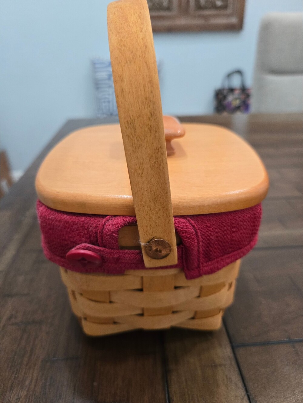 Longaberger Natural Woven Basket with Paprika Liner
